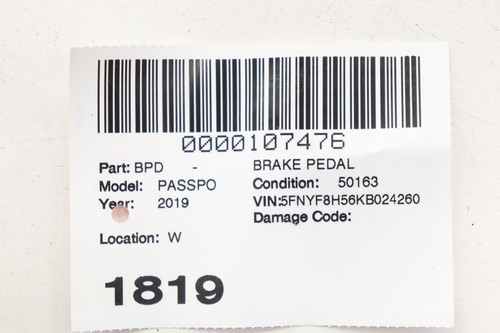 Honda Passport 2019-2025 pedal de parada de freno con soporte OEM - Imagen 13 de 13