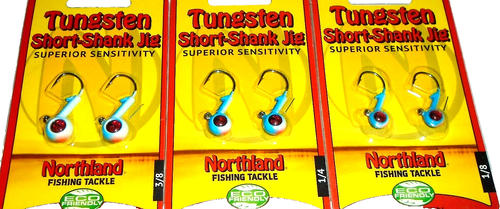 Northland Tackle 1/4-3/8-1/8 Tungsten Short Shank Jigs (Lot 3-Glow Moonlight)