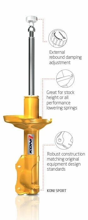 Koni 8041 1278LSP1 Front Left Yellow Sport Shock Absorber for 00-09 Honda S2000 - Image 2 of 4