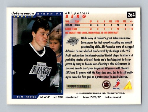 Puntuación 1996-97 Aki Berg Los Angeles Kings #264 - Imagen 2 de 2