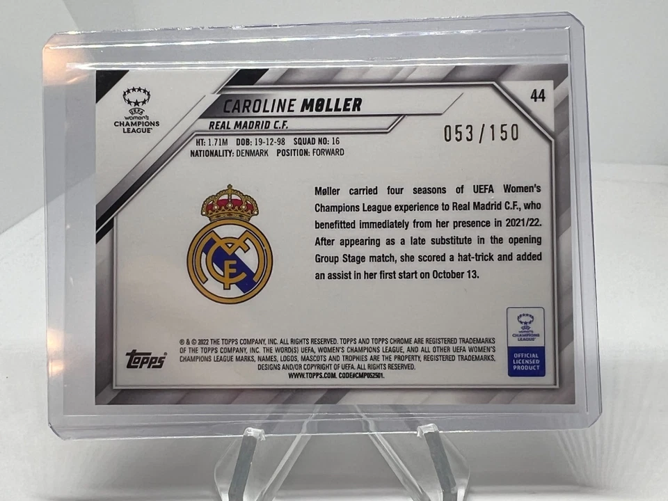 2021-22 Topps Chrome Women's Champions League Caroline Moller Pink /150 #44 RC - Image 2 of 2