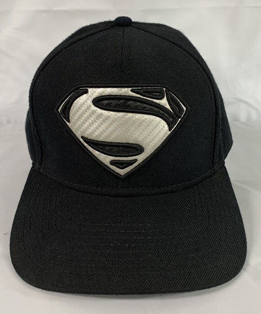 Superman Man of Steel Super Hero Snapback Hat Cap Black