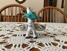 Vintage White Donkey Burror Stoneware Clay Souvenir Italy Double Planter
