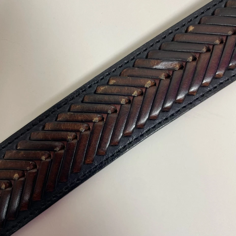 Cinturón Nocona Western Dos Tonos Negro Marrón Flecha Cordones N2475107 Talla 38 Foto 4 de 4