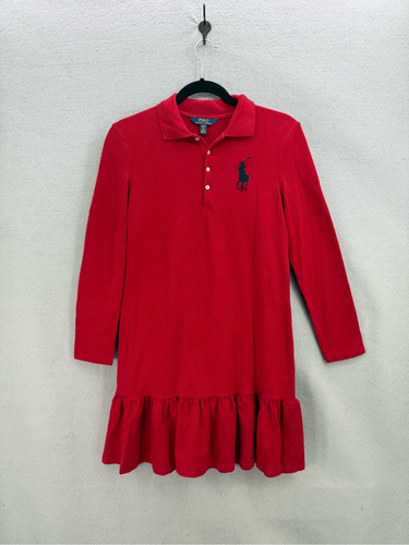 Polo Ralph Lauren Girls Red Big Pony Pique Stretch Polo Dress Size XL - Picture 8 of 8