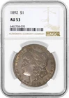 1892 $1 Morgan Silver Dollar NGC AU53 About Uncirculated Key Date Coin