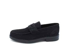 Mens Loafers Classic College Shoes Stylish Genuine Leather Suede Blue