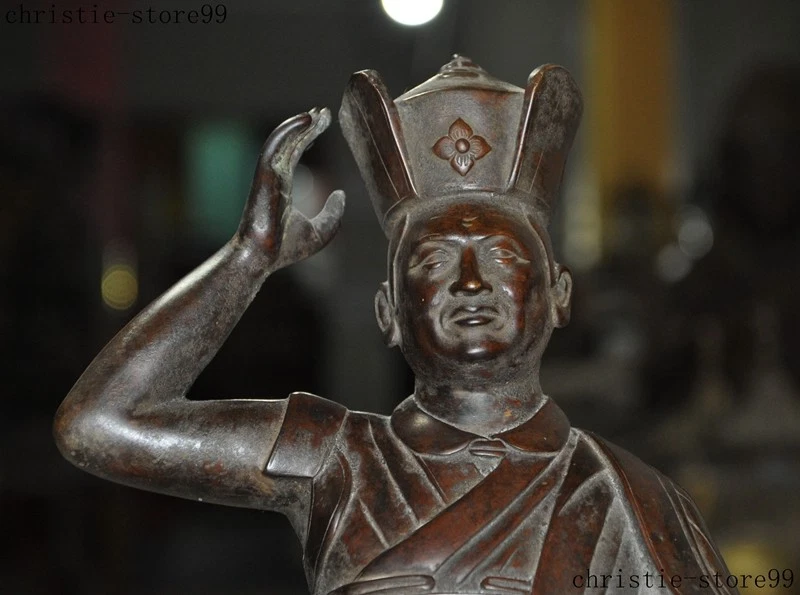 Antiguo Budismo Tibetano Puro Púrpura Cobre Je Tsongkhapa Lama Chamanismo Buda Estatua Foto 2 de 4