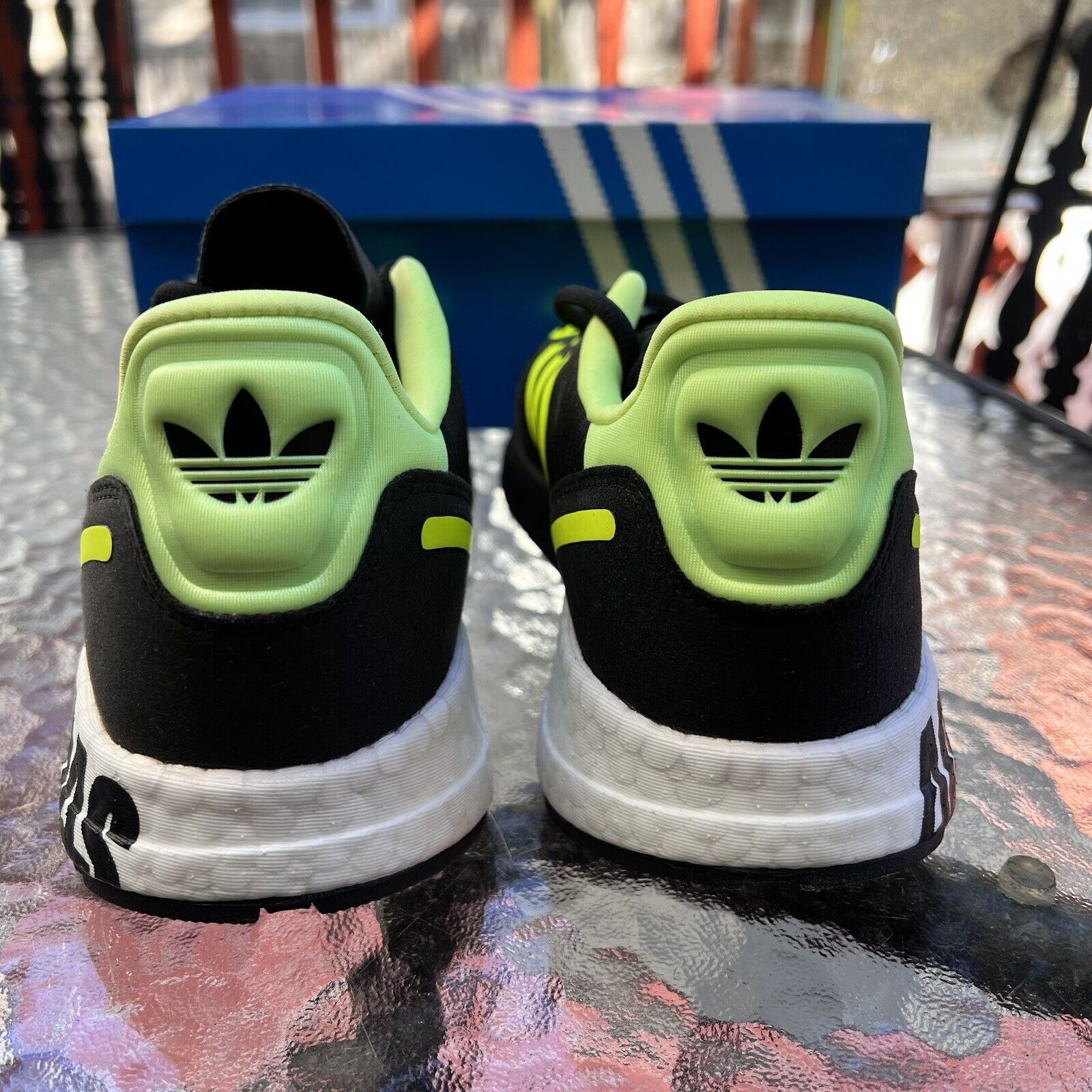 Adidas Originals Mens Size 8.5 ZX 1K Boost Core Black Solar Yellow Shoes  FY3632