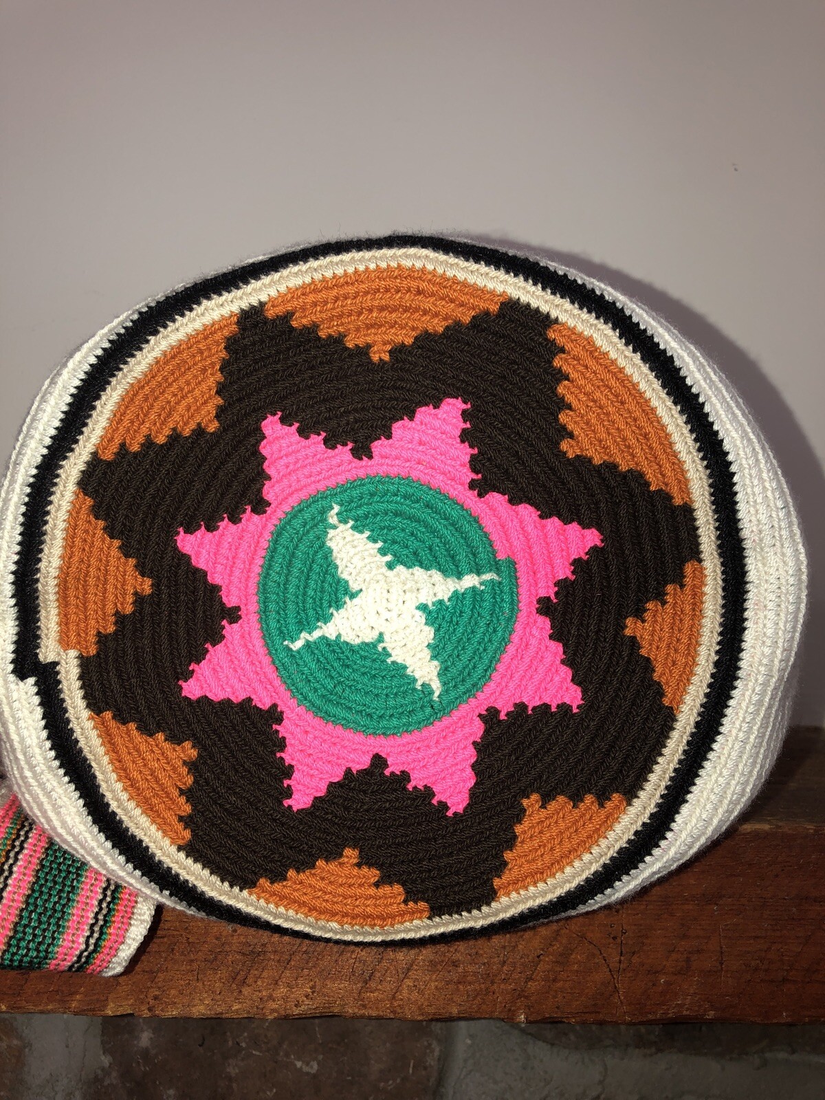 Authentic 100percent Wayuu Mochila Colombian Bag Large Size special Boho Giraffe ivory image 4