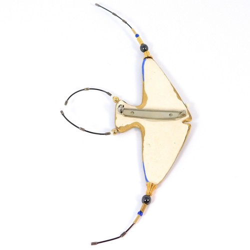 MODERN CERAMIC AND BEADED MANTA RAY BROOCH BY JEWELRY 10 - Picture 3 of 5