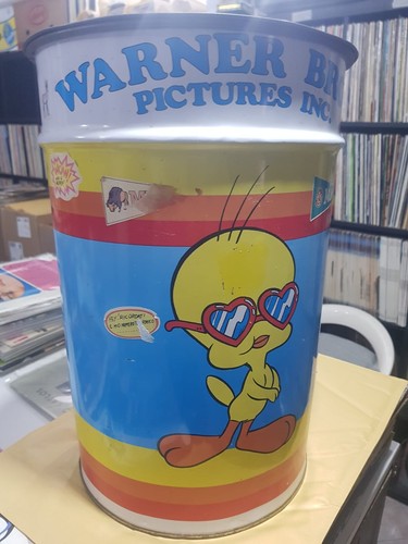 WARNER BROS. PICTURES INC. TITTI TWEET BIDONE LATTA CONTENITORE + COPERCHIO 1984 - Foto 4 di 7