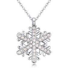 Frozen Elsa Element Crystal Snowflake Pendant Necklace - Xmas