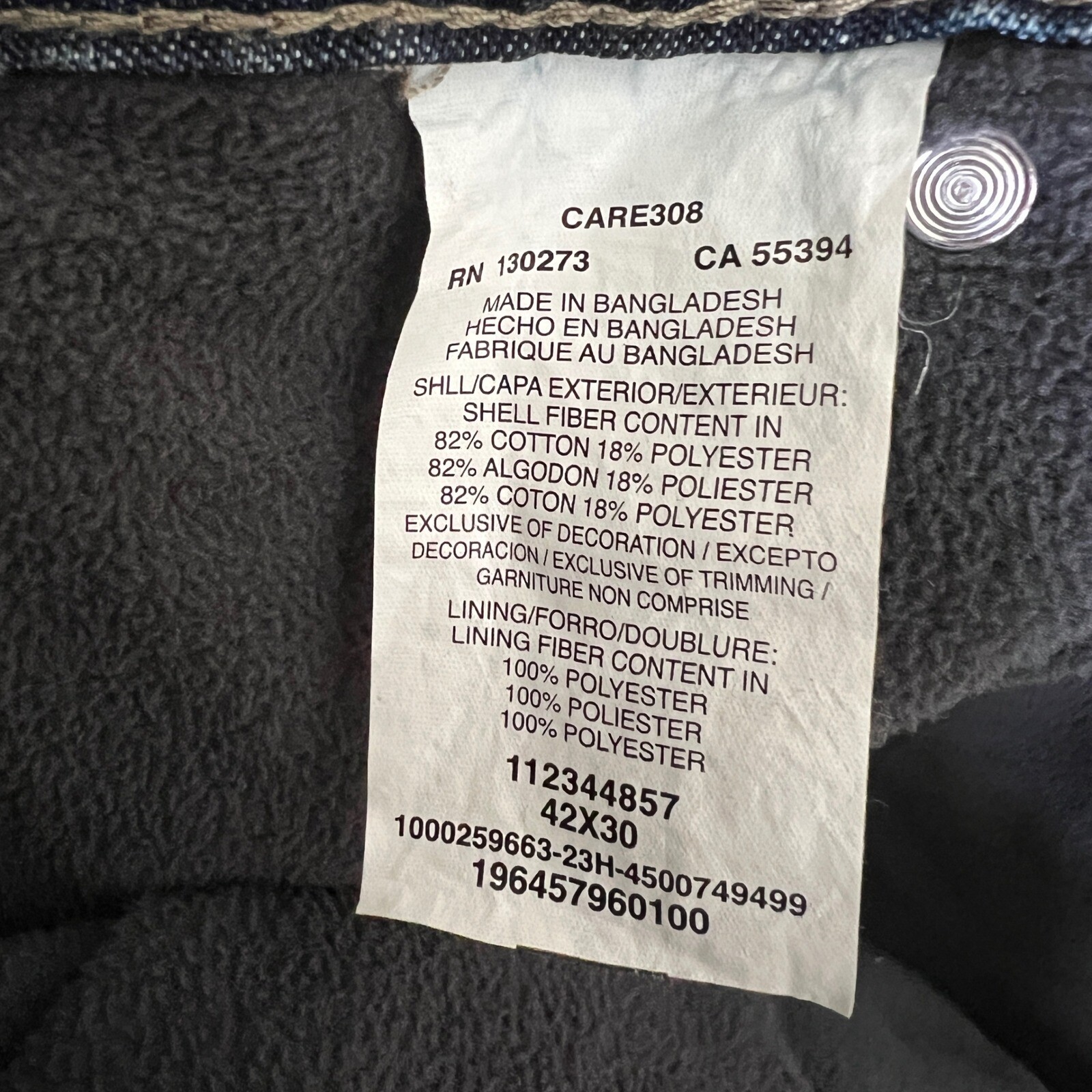 Wrangler Carpenter Jeans Fleece Lined Relaxed Fit Premium Denim 42x30 image 5