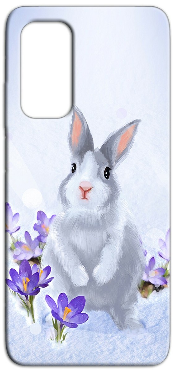 Mixroom Cover TPU Morbida Per Xiaomi Redmi Note 8T - Fantasia Coniglio E Fiori Viola, Stampa UV, Custodia Protettiva