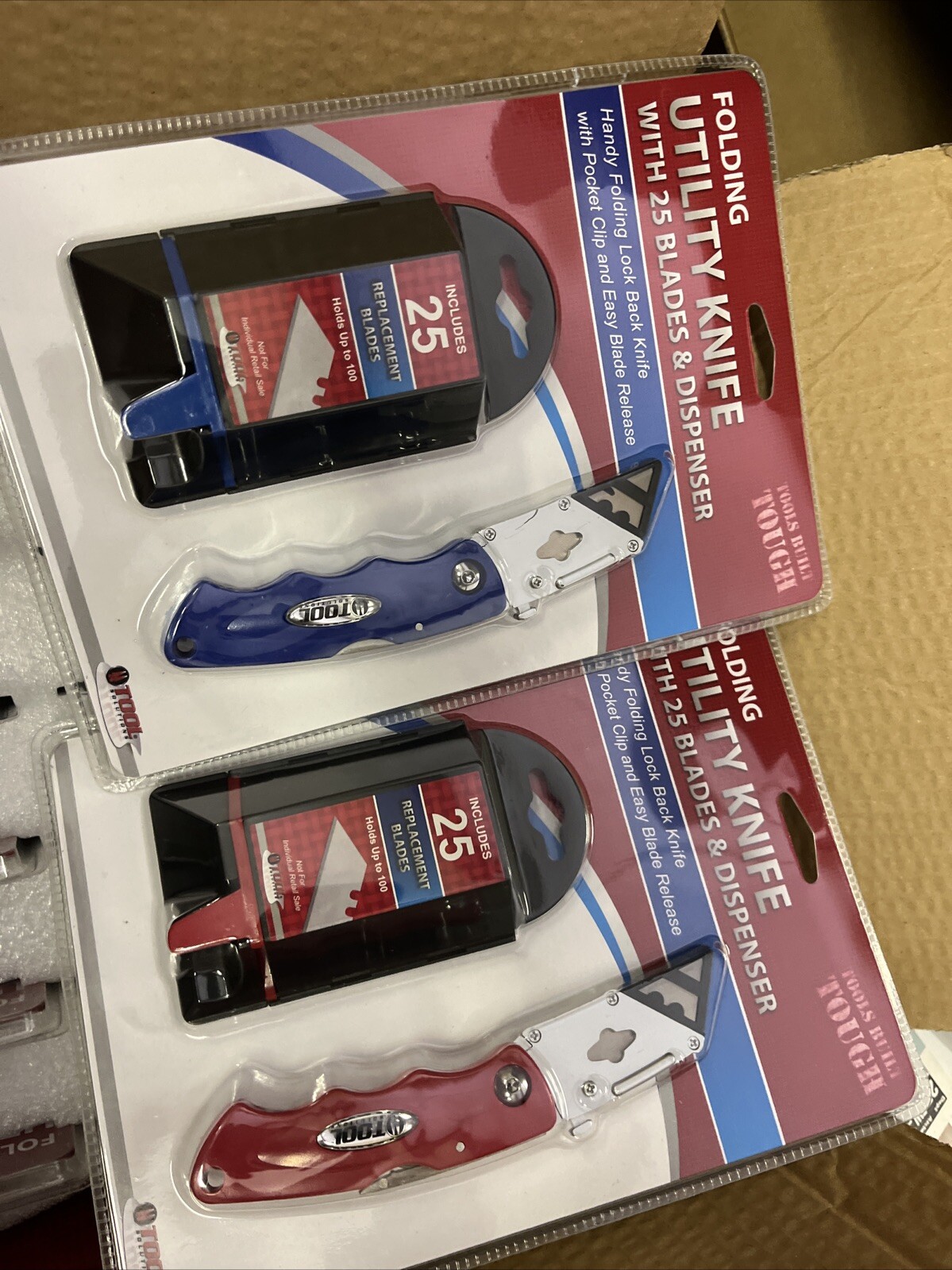 Folding Utility Knife w 100 Blades and Dispenser Box Cutter Knife Lot