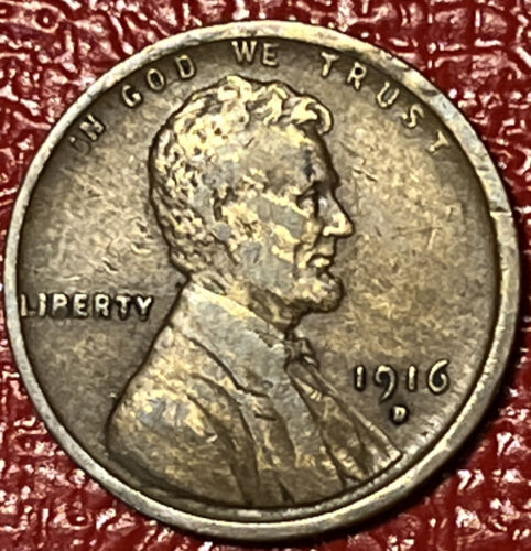Centavo de trigo Lincoln 1916-D único atractivo visual madera aleación inadecuada error de mezcla - Imagen 7 de 8