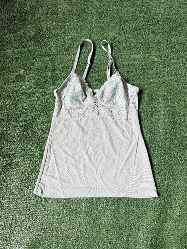 Womens Cute Y2K 2000s Lace Baby Doll Coquette Light Blue Cami Tank Top Sz S