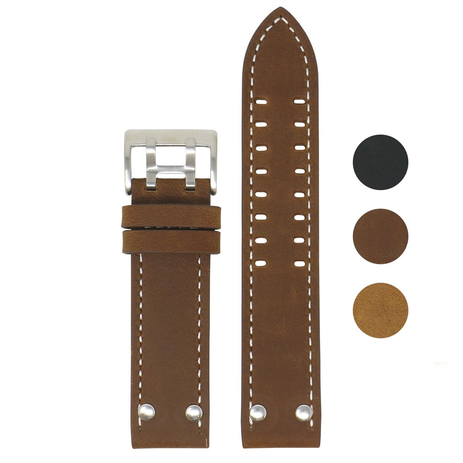 StrapsCo 22mm Vintage Leather Watch Band Strap for Hamilton Khaki Field