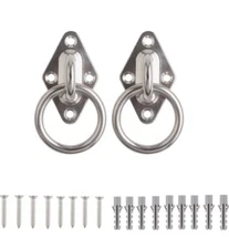 TLGREEN Stainless Steel Screw Eye with Ring Ceiling Hook Pad Plate 2PC Silver 