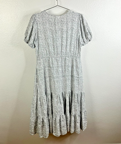 Süßes bescheidenes Midikleid Salz Blumen Cottagecore Größe 6 Rüschen Kirche Sommer - Bild 6 von 11