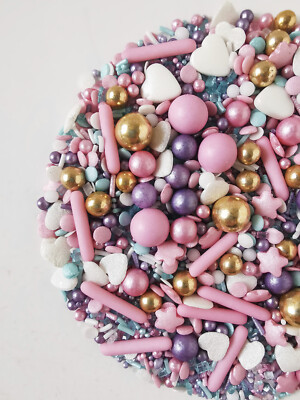 Streusel Mix Violett Rosa Einhorn 50g Dekoration Geburtstag Cupcakes Kuchen Topper