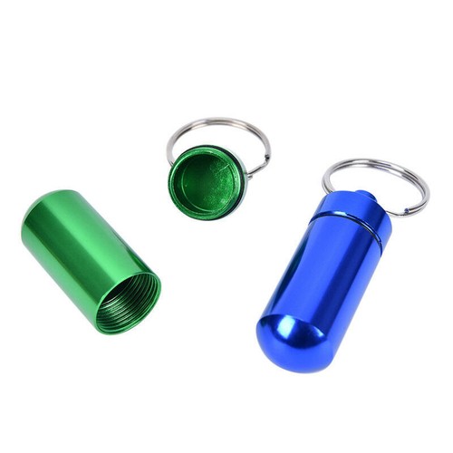 Mini Waterproof Metal Medicine Pill Box Case Bottle Holder Container Keychain - Picture 12 of 12