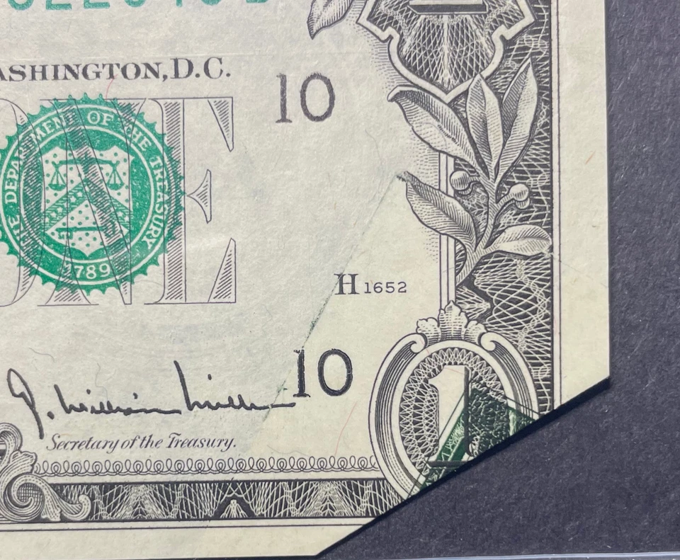 $1 1977A Mated Set of 5 Notes - Printed Fold w/ Partial F2B Offset Errors - PCGS - Image 2 of 4