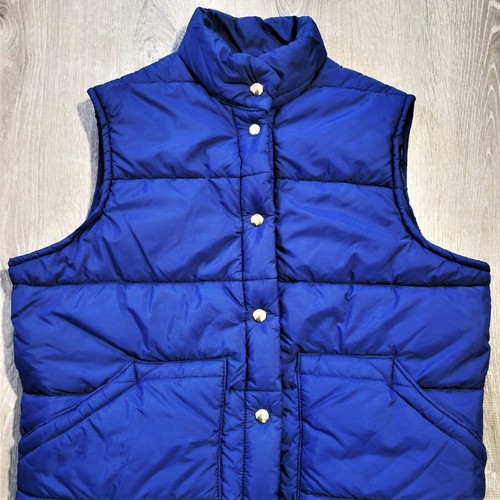 Vintage 60s 70s LL Bean Navy Blue Puffer Vest Vtg Union USA Made Cursive EUC L - Picture 3 of 12