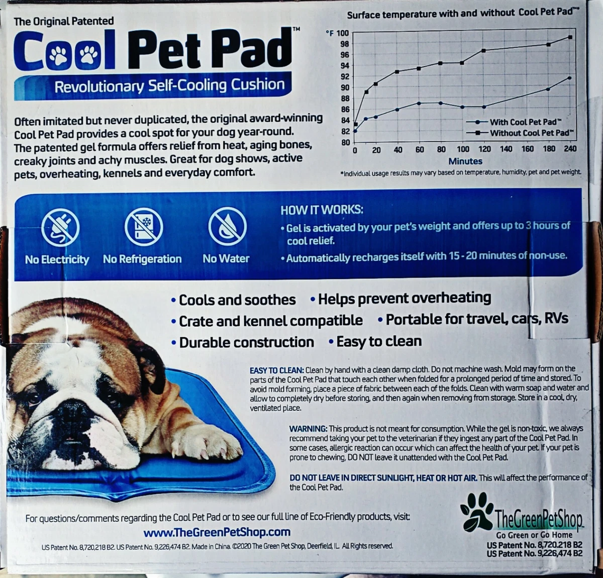 Cool Pet Pad™ MEDIUM Self-Cooling Pet Pad, 20&#034; 30&#034; PATENTED Green Pet Shop | eBay