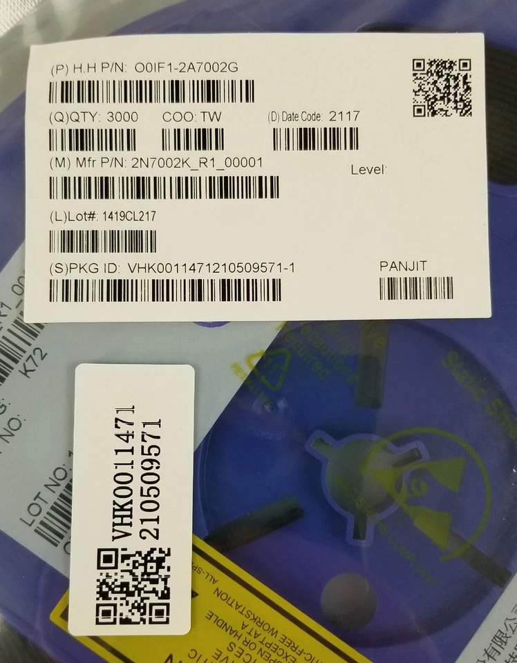 Transistor 3000 2N7002K_R1_00001 PANJIT MOSFET 60V Canal N 300mA SOT-23-3 NUEVO Foto 4 de 4