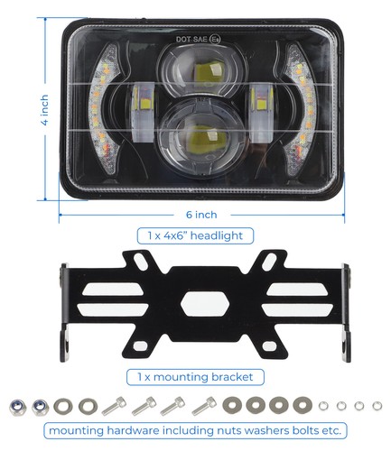 Front LED Headlight Kit For Suzuki DR 650 DRZ-400 w/ Bracket, Hardware Plug-Play - Picture 9 of 17
