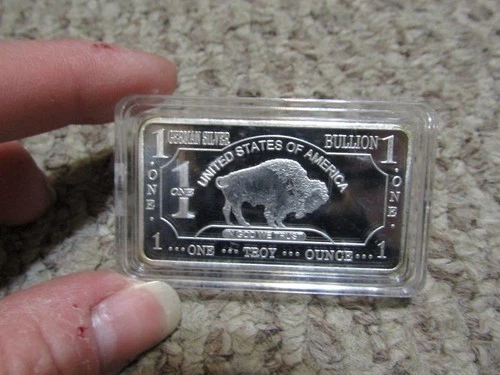 .999 FINE GERMAN SILVER 1 TROY OZ SILVER BAR UNITED STATES OF AMERICA BUFFALO