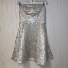 Express Strapless Metallic Champagne Fit & Flare Dress | Size 0 | Cocktail Party