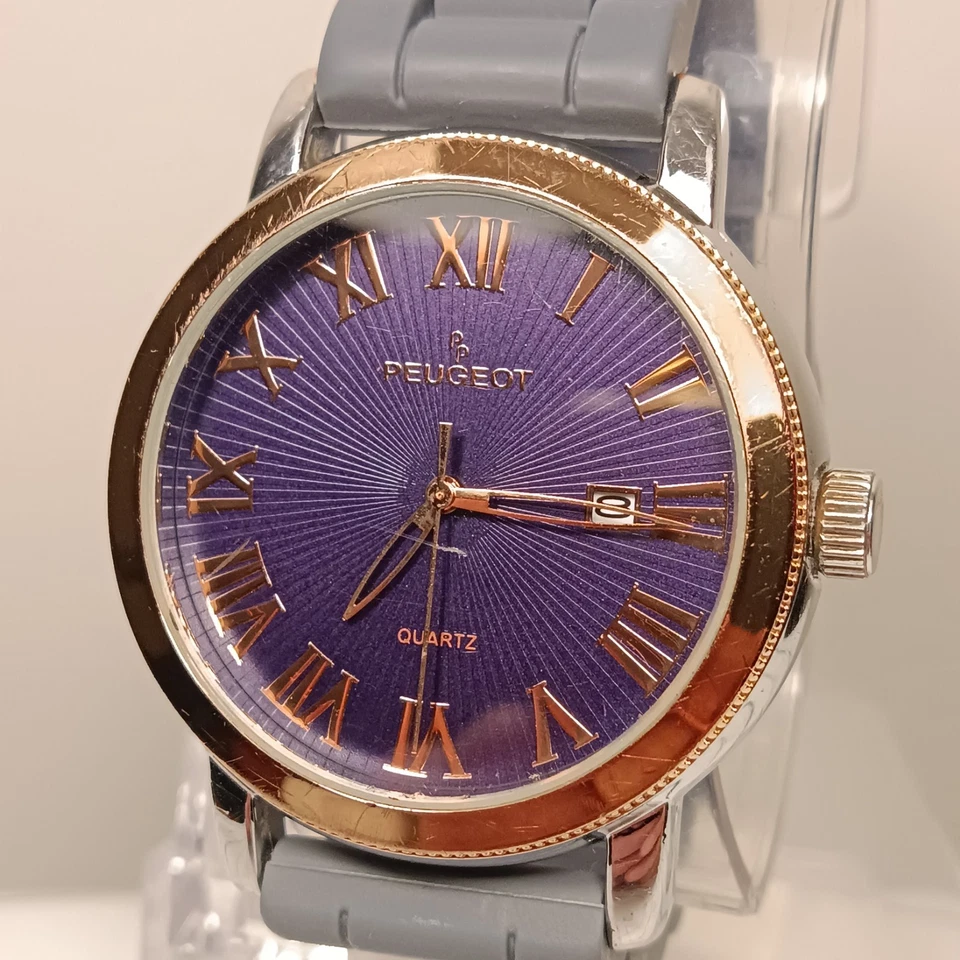 Peugeot золото фиолетовый тон силиконовый группы унисекс часы 2040 новый аккумулятор Японии движение - Изображение 2 из 4