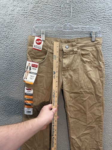 Wrangler Pants Boys Youth 12 Husky Tan Straight Fit Flex Stretch School Preppy - Picture 4 of 11