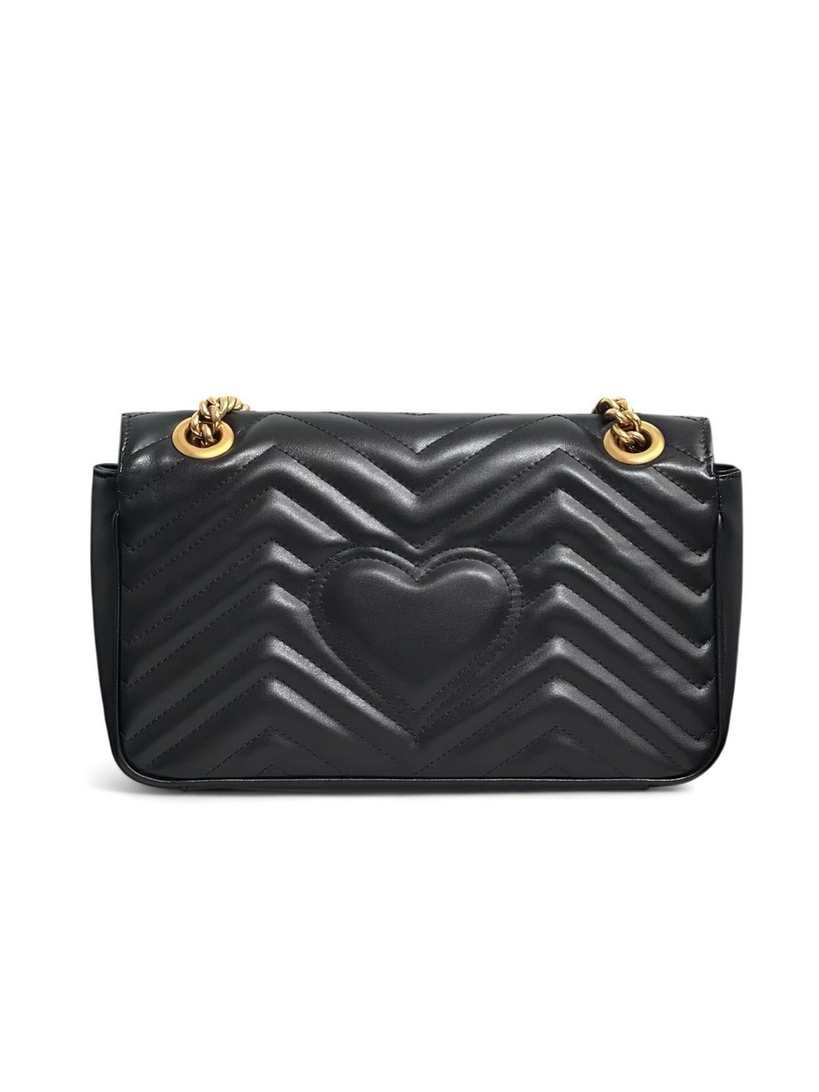 Gucci GG Marmont GHW Shoulder Bag Small Black Leather Unused | eBay