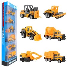 BenRich 6Pcs Mini Die Cast Car 1/64 Scale Alloy Construction Small, Yellow