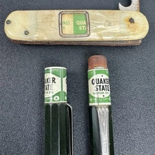 Vintage Quaker State Oil Advertising Lot Mechanical Pencil Flip Knife