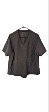 Women's FIGS Scrub Top Short Sleeve V-Neck Two Pockets Black XL