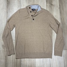 Express Merino Wool Blend Sweater Men's Medium Brown 1/4 Button Mock Neck LS