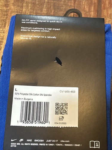 NIKE Matchfit Over The Calf Soccer Socks sz Large M (8-12) W(10-13) Royal Blue - Picture 5 of 5