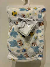 NWT Cribmates 30" x 40" Soft Plush Baby Blanket - Blue Astronaut Teddy Bears