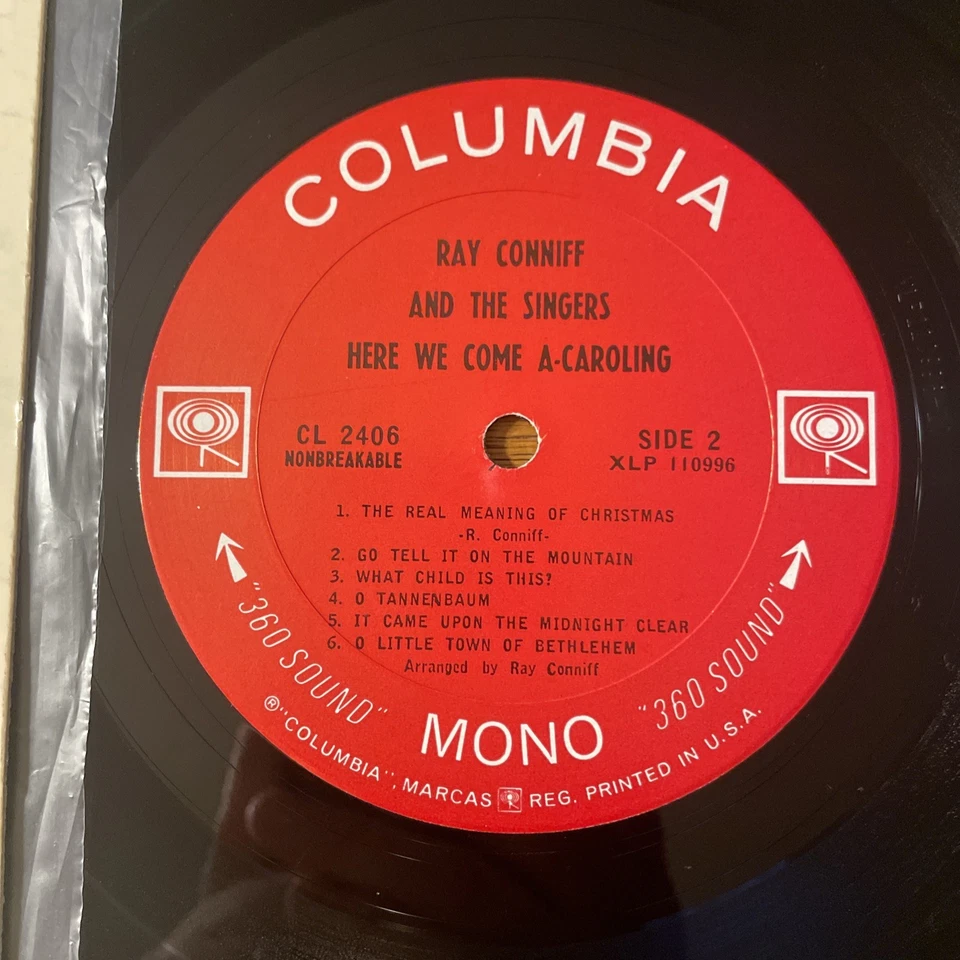 Ray Conniff Here We Come A Caroling Christmas LP Columbia 2 Eye Mono Holiday EX! - Image 3 of 4