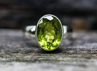 NatüRlicher Peridot Edelstein Herren Handgemachter Ring Aus 925 Sterlingsilber