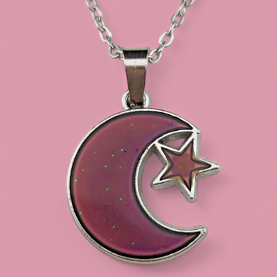CRESCENT MOON & STAR MOOD PENDANT color changing thermochromic