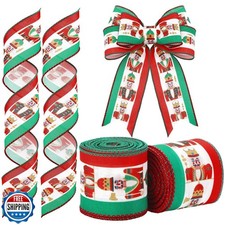 Norme 2 Rolls Christmas Nutcracker Ribbon 2.5 Inches Wide 10 Yards Red Green