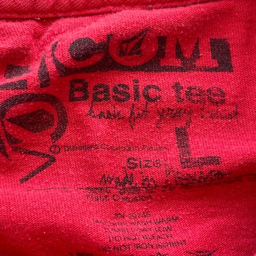 VTG Y2K Volcom Mens L Large Red Basic Crew Neck T Shirt Short Sleeve - Picture 4 of 8