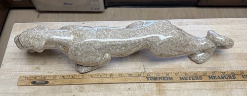 Haeger Stalking Panther Sculpture White Marbled Finish mid century - Picture 2 of 8