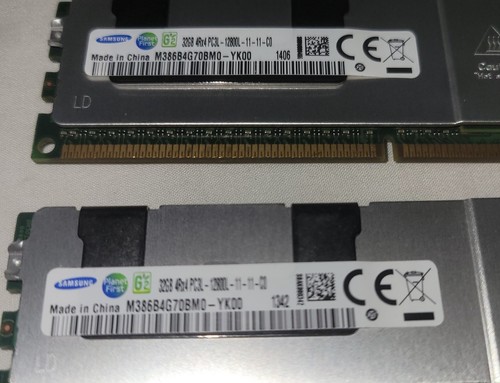 2 X Samsung 32GB (64GB) 4Rx4 PC3L-12800L ECC Registered Server M386B4G70BM0-YK00 - Picture 2 of 3